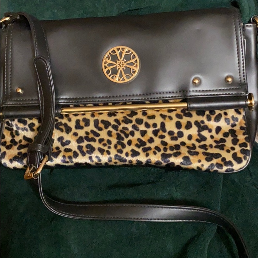 NWT Crossbody leopard print and black purse